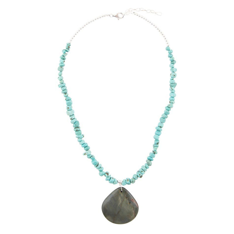 Pueblo Blue Turquoise and Jasper Sterling Necklace - Barse Jewelry