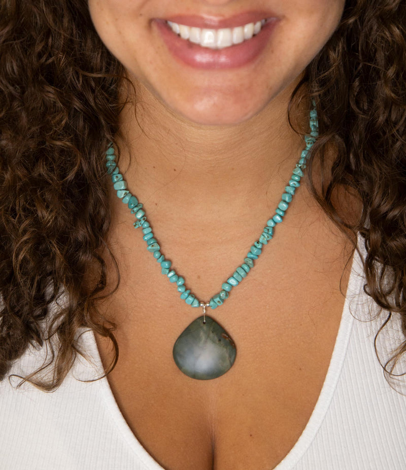 Pueblo Blue Turquoise and Jasper Sterling Necklace - Barse Jewelry