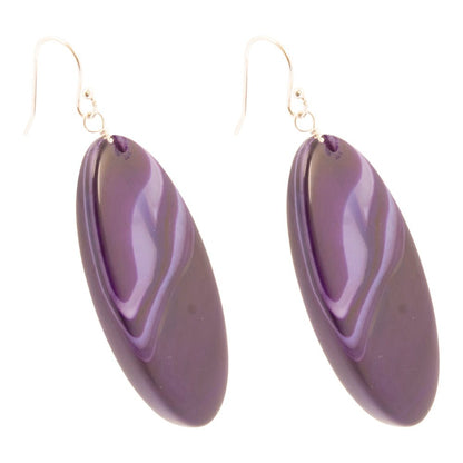 Purple Agate Slab Sterling Silver Statement Earrings - Barse Jewelry