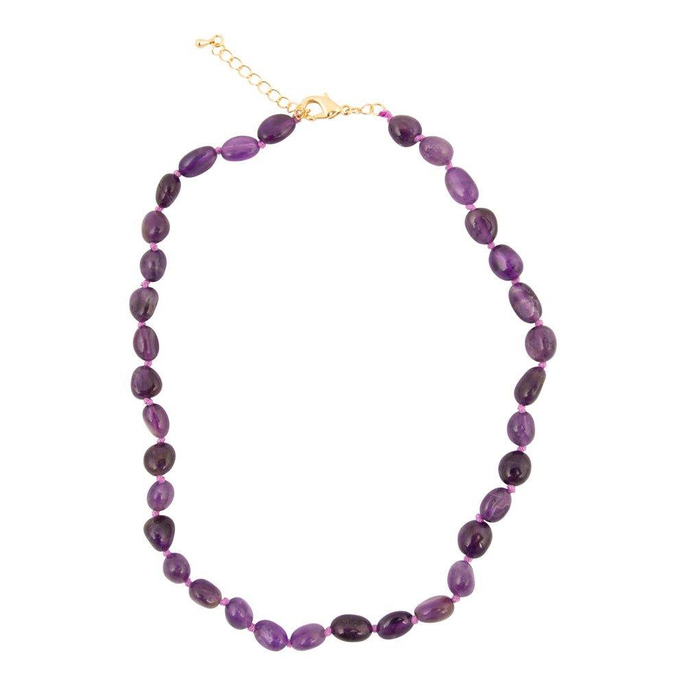 Purple Amethyst Nugget Knotted Necklace - Barse Jewelry