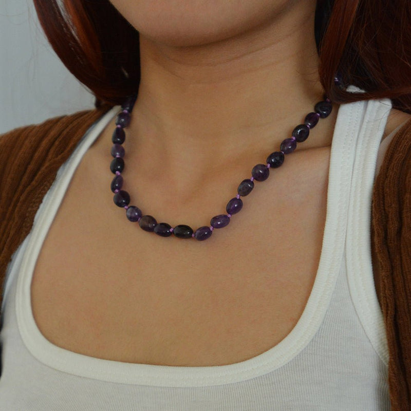 Purple Amethyst Nugget Knotted Necklace - Barse Jewelry