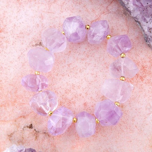 Purple Periwinkle Amethyst Chunky Stretch Bracelet - Barse Jewelry