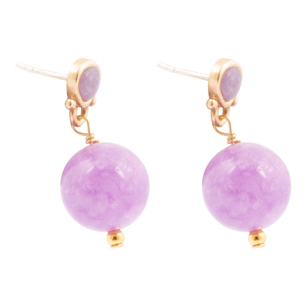 Purple Quartz Golden Drop Post Earrings - Barse Jewelry