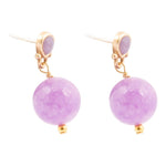 Purple Quartz Golden Drop Post Earrings - Barse Jewelry