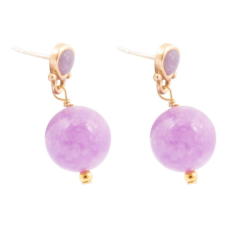 Purple Quartz Golden Drop Post Earrings - Barse Jewelry