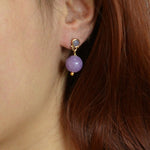 Purple Quartz Golden Drop Post Earrings - Barse Jewelry
