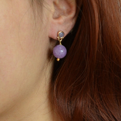 Purple Quartz Golden Drop Post Earrings - Barse Jewelry