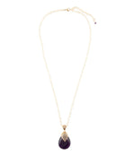Purple Quartz Teardrop Golden Pendant Necklace - Barse Jewelry