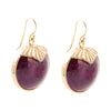 Purple Turquoise Circle Golden Earrings - Barse Jewelry