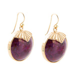 Purple Turquoise Circle Golden Earrings - Barse Jewelry