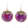 Purple Turquoise Circle Golden Earrings - Barse Jewelry