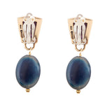 Purple Turquoise Indigo Golden Clip Earrings - Barse Jewelry