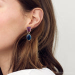 Purple Turquoise Indigo Golden Clip Earrings - Barse Jewelry