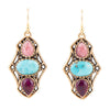 Purple Turquoise Triple Dot Golden Earrings - Barse Jewelry