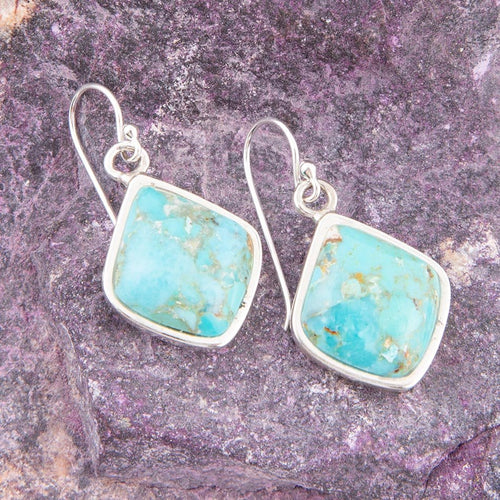 Puzzled Blue Turquoise Sterling Silver Earrings - Barse Jewelry