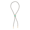 Rawlins Blue Turquoise Black Leather Golden Bolo Necklace - Barse Jewelry