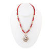 Red Carnelian and Cristal Calcite Pendant Golden Necklace - Barse Jewelry