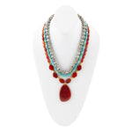 Red Carnelian Colorful Golden Pendant Necklace - Barse Jewelry