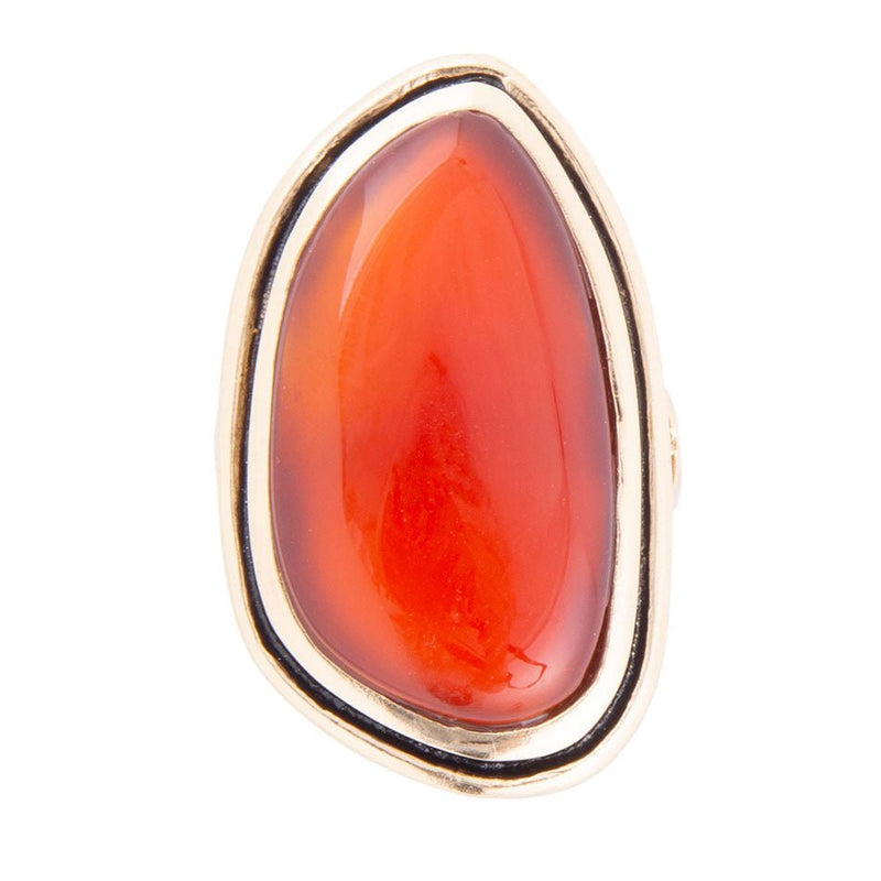Red Carnelian Golden Statement Ring - Barse Jewelry
