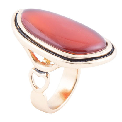 Red Carnelian Golden Statement Ring - Barse Jewelry