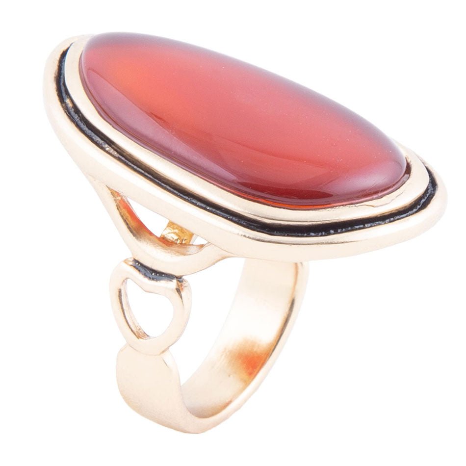 Red Carnelian Golden Statement Ring - Barse Jewelry