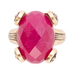 Red Raspberry Quartz Golden Statement Ring - Barse Jewelry
