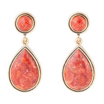 Red Sponge Coral Golden Drop Earrings - Barse Jewelry