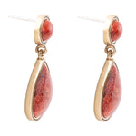 Red Sponge Coral Golden Drop Earrings - Barse Jewelry