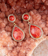 Red Sponge Coral Golden Drop Earrings - Barse Jewelry