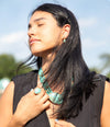 Refined Blue Turquoise Golden Drop Earrings - Barse Jewelry
