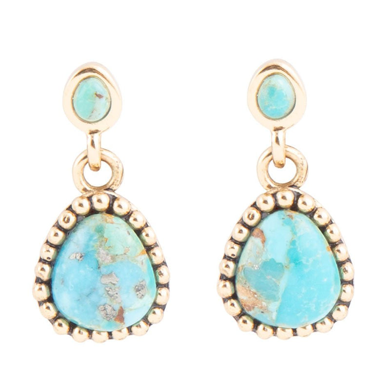 Refined Blue Turquoise Golden Drop Earrings - Barse Jewelry