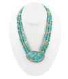 Refined Blue Turquoise Golden Statement Necklace - Barse Jewelry