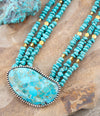 Refined Blue Turquoise Golden Statement Necklace - Barse Jewelry
