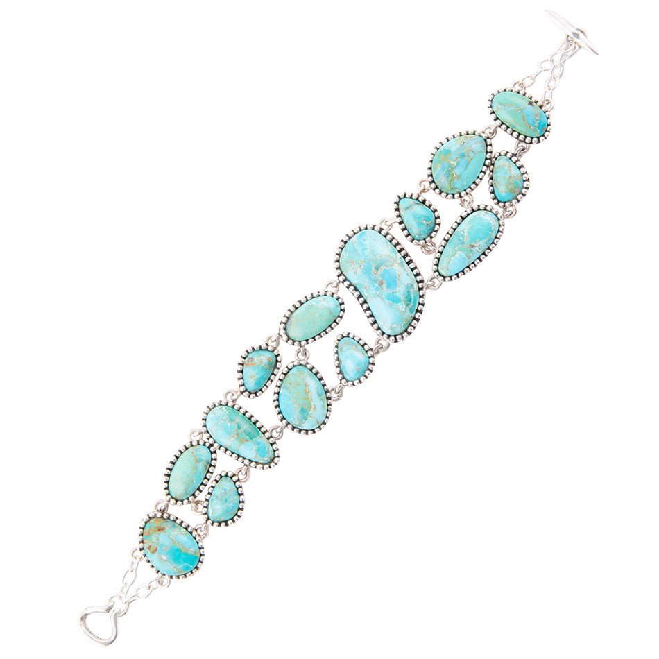 Turquoise stone bracelet on a white background