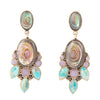 Regal Blue Abalone Mixed Stone Golden Statement Drop Earrings - Barse Jewelry
