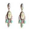 Regal Blue Abalone Mixed Stone Golden Statement Drop Earrings - Barse Jewelry
