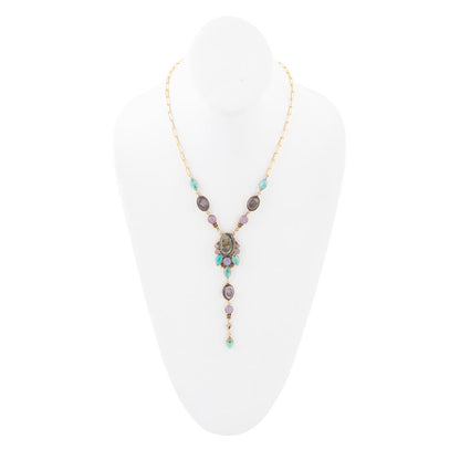 Regalia Blue Abalone Golden Y Necklace - Barse Jewelry