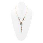Regalia Blue Abalone Golden Y Necklace - Barse Jewelry