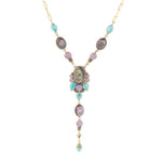 Regalia Blue Abalone Golden Y Necklace - Barse Jewelry