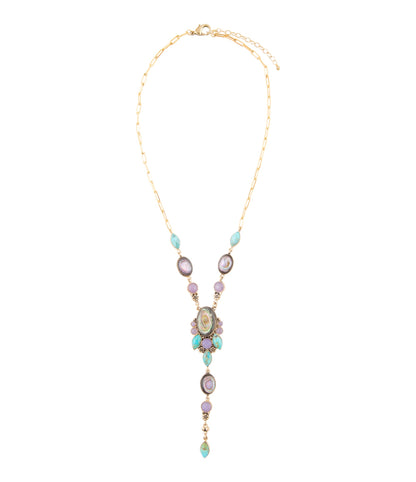 Regalia Blue Abalone Golden Y Necklace - Barse Jewelry