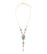 Regalia Blue Abalone Golden Y Necklace - Barse Jewelry
