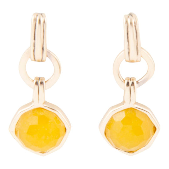 River Rocks Yellow Quartz and Golden Bronze Earrings