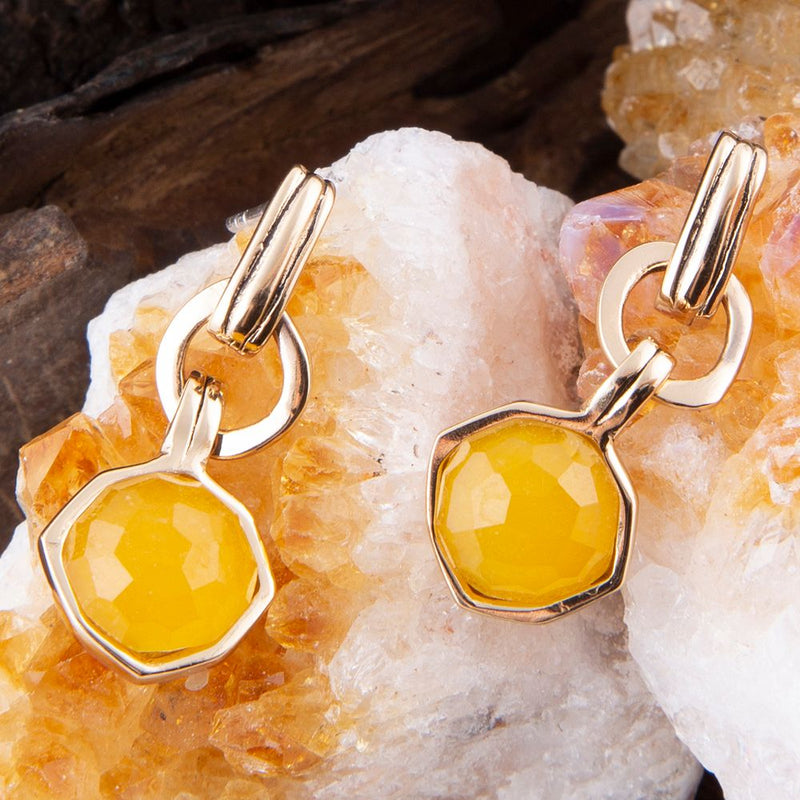 River Rocks Yellow Quartz and Golden Bronze Earrings - Barse Jewelry