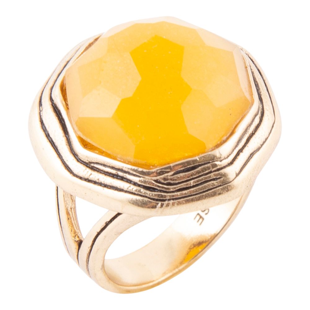 River Rocks Yellow Quartz Golden Statement Ring - Barse Jewelry