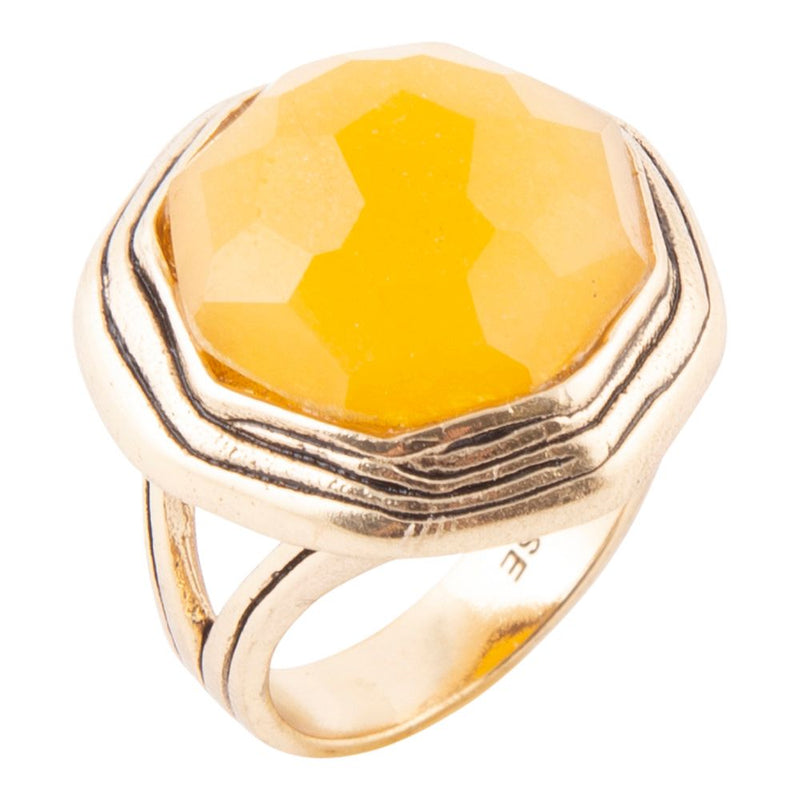 River Rocks Yellow Quartz Golden Statement Ring - Barse Jewelry