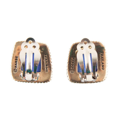 Roped Blue Lapis Golden Clip Earrings - Barse Jewelry