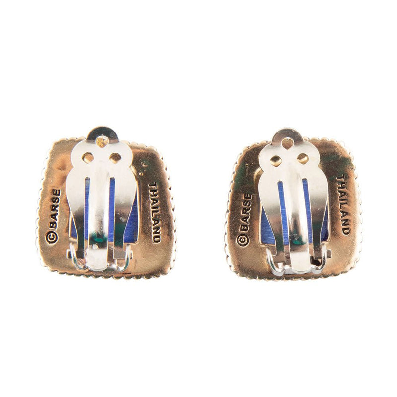 Roped Blue Lapis Golden Clip Earrings - Barse Jewelry