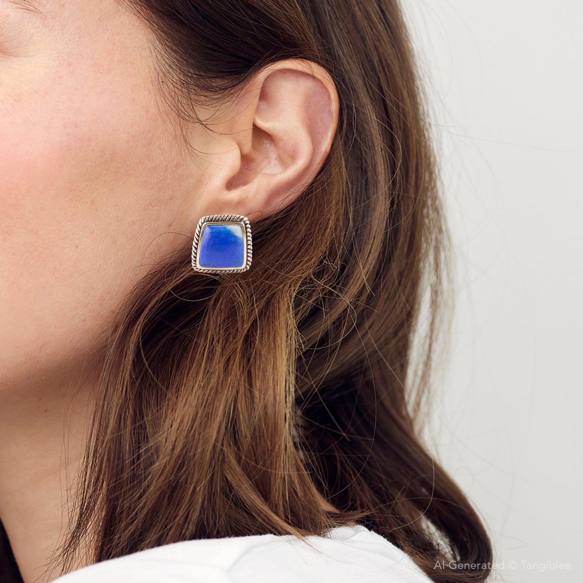 Roped Blue Lapis Golden Clip Earrings - Barse Jewelry