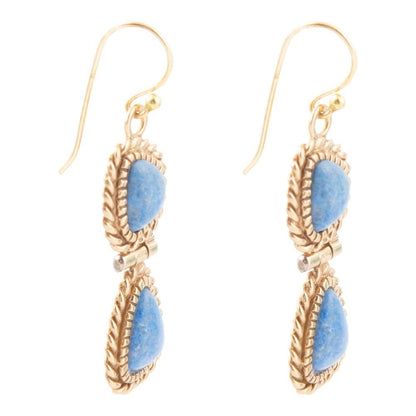 Roped Denim Blue Lapis Golden Drop Earrings - Barse Jewelry