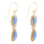 Roped Denim Blue Lapis Golden Drop Earrings - Barse Jewelry